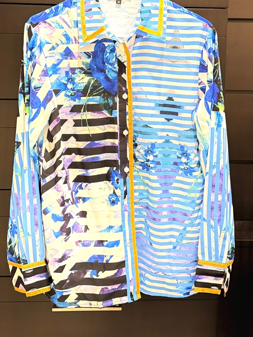 NEW Alberto Makali Multi Floral Striped Button-Front Collar Shirt